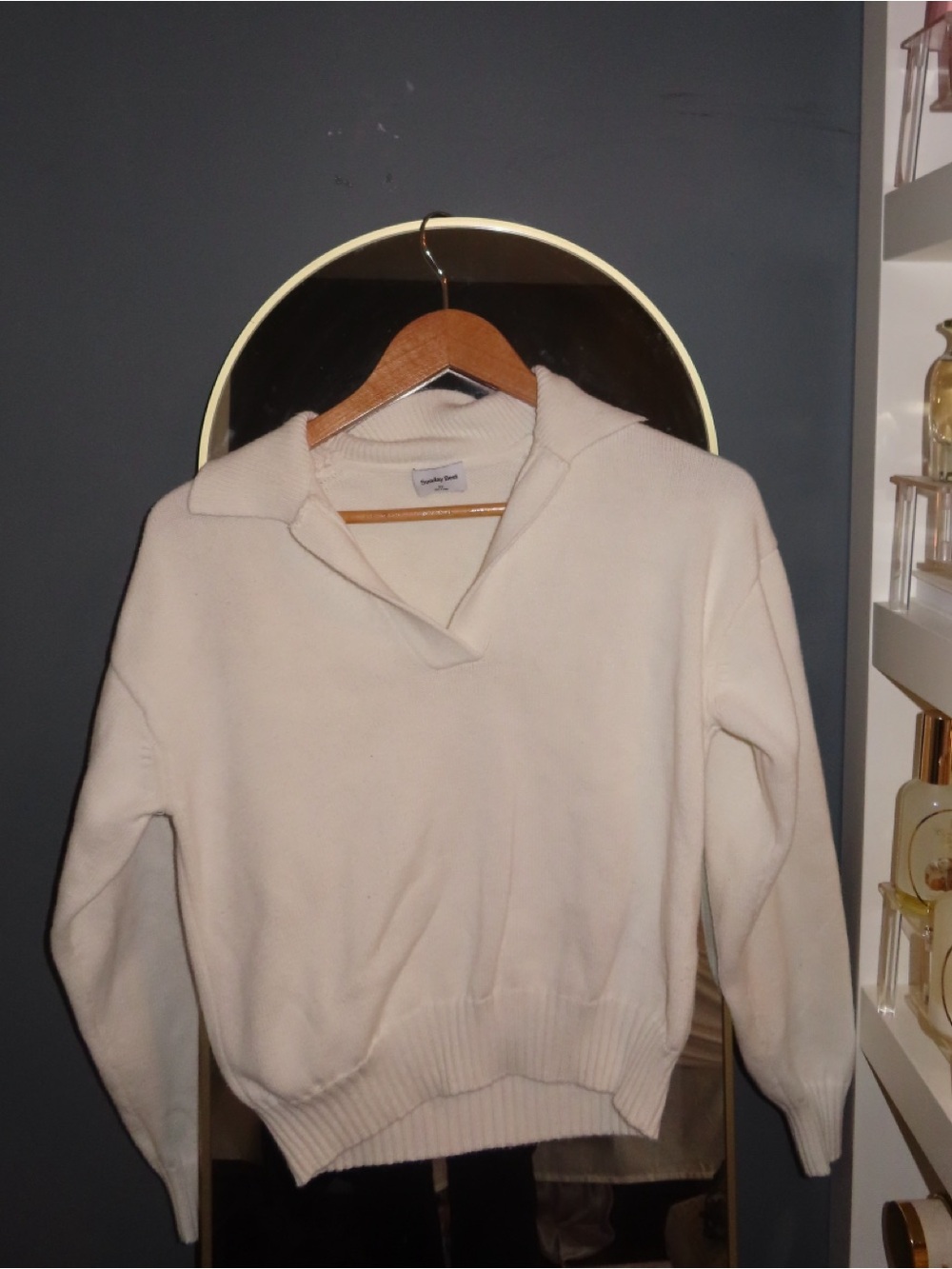 Sunday Best Cream V-Neck Polo Sweater | XS